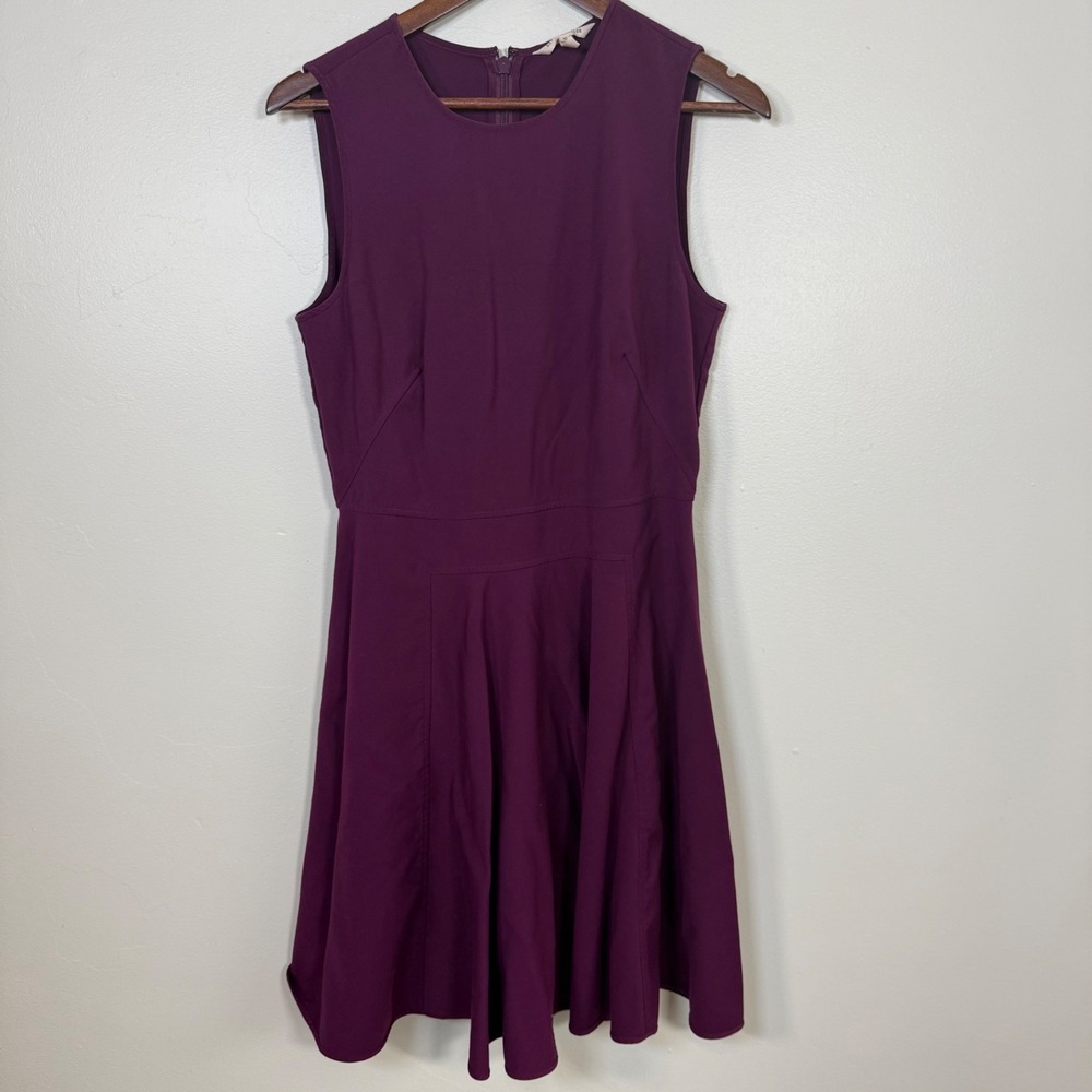 Rebecca Taylor Sleeveless Seamed Fit and Flare Dress Size 10 Plum Purple